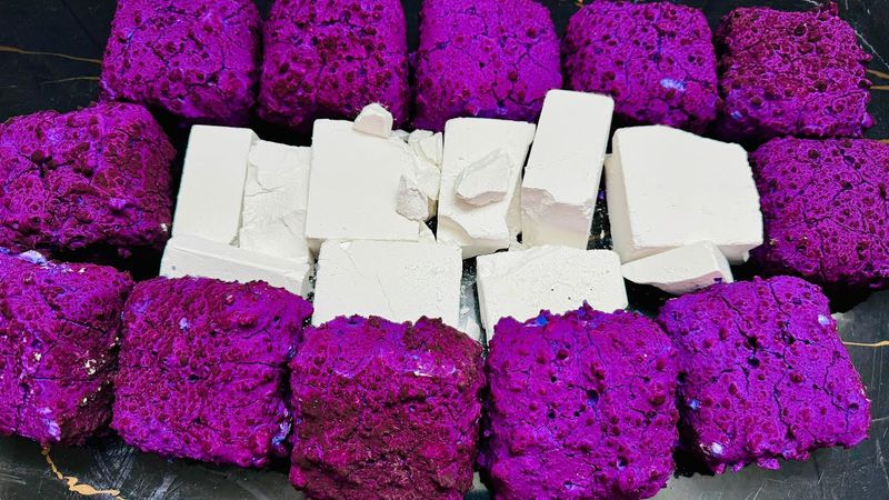 Soft Fresh Gym Chalk ASMR Crush | Colorful Paste Dyed Oddly Satisfying ASMR