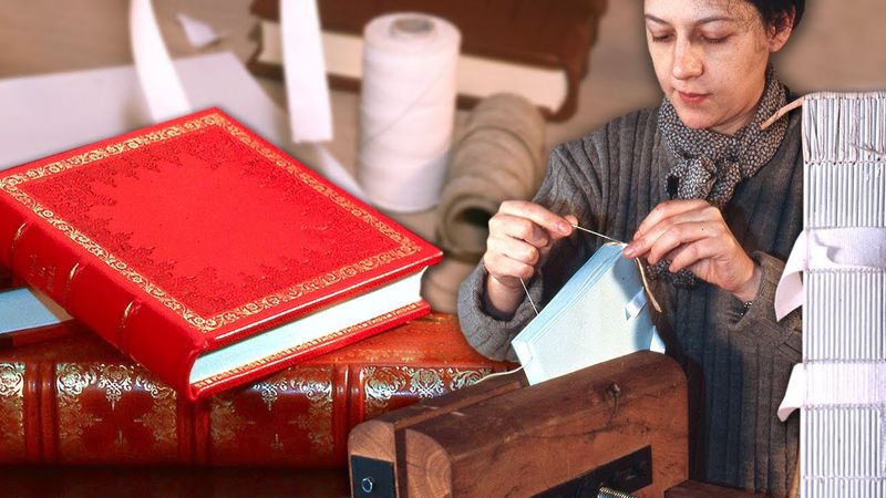 LIBRO artesanal y su ENCUADERNACIÓN artística. Cosido y pegado de PLIEGOS DE PAPEL a una TAPA dura