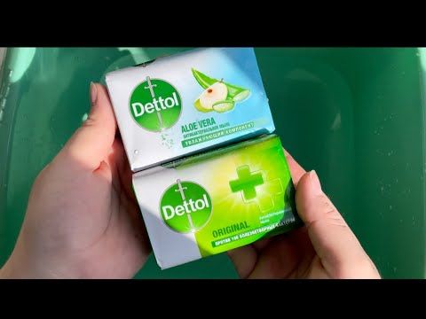 🍏 ASMR SOAP 🍏 2 Dettol soap 💛💚 washing / 2 кусочка детола / мыление