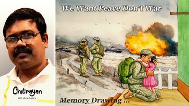 How To Draw A War Scene Step by Step | We Want Peace Don’t War Drawing Watercolor | Russia | Ukraine