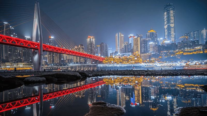 8D Mountain City Chongqing Night Aerial View, China | 重庆