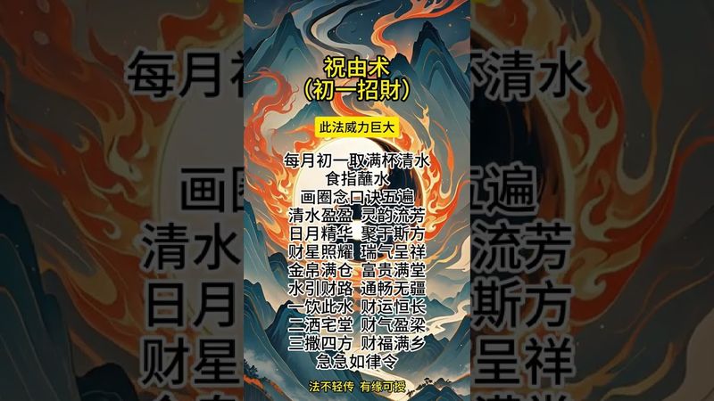 《祝由秘术》如果你想要招财进宝！财源广进！财富满乡！每个月初一你就这样做！做就对了！#祝由 #祝由十三科 #道家文化 #正能量 #国学文化 #民间文化 #佛教文化 #转运 #发财 #兴旺发 #八方来财