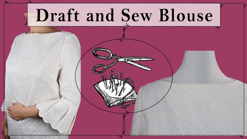 DIY- Draft And Sew Blouse With Boat Neckline| Sewing Tutorial