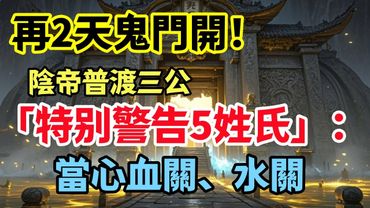 【再2天鬼門開！陰帝普渡三公「警告5姓氏」：當心血關、水關 】 #生肖 #運勢  #玄學 #風水 #命理