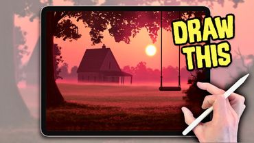 PROCREATE Tutorial - Sunset Swing Landscape Drawing