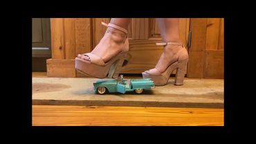Amber girl crushing toy car fetish