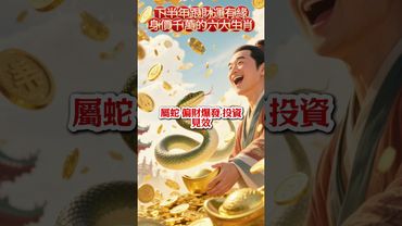 【下半年跟財運有緣，身價千萬的六大生肖】#生肖 #財運 #運勢 #屬相 #風水 #命理