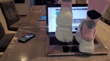 Office walk with Buffalo Clogs