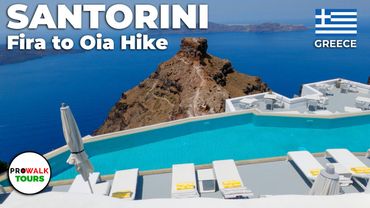 The Beautiful Island of Santorini - 7.5 mile/12km Hike - 4K - with Captions