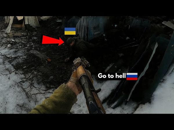 Российские инженеры атакуют украинские окопы на Западном фронте — бой с камеры шлема