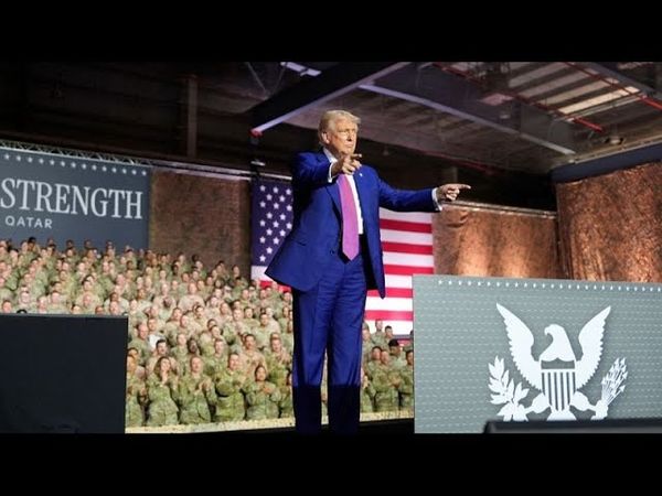 Trump singles out France over WWII victory celebrations as he addresses US troops stationed in Qatar