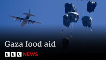 Gaza food emergency - on board the aircraft dropping aid to feed the starving | BBC News