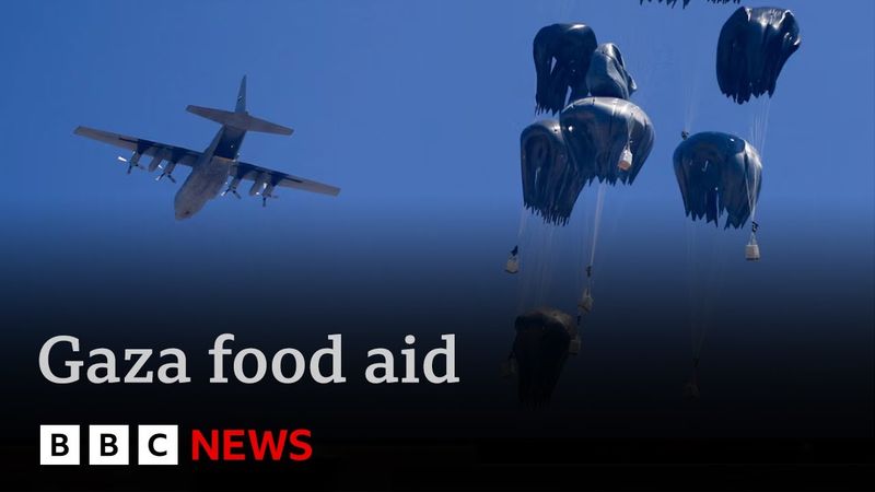 Gaza food emergency - on board the aircraft dropping aid to feed the starving | BBC News