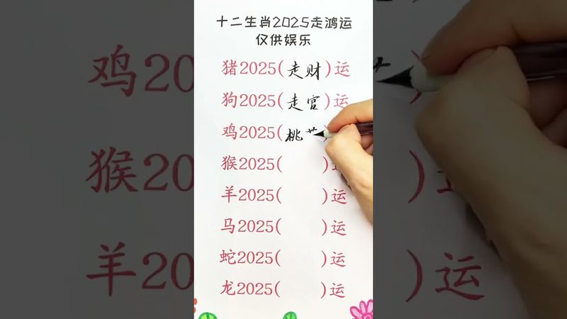 十二生肖2025走鸿运！#写字是一种生活 #十二生肖 #每天跟我涨知识 #知识分享 #每天学习一点点 #国学文化 #道家文化 #传承文化 #運勢 #生肖 #玄學 #生肖運勢
