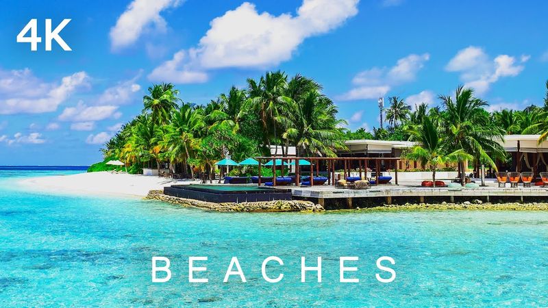 BEACHES in 4K | 2 Hours | Relaxing Ocean Sounds Waves Sea Coast Piano Music Travel Vacation Ultra HD