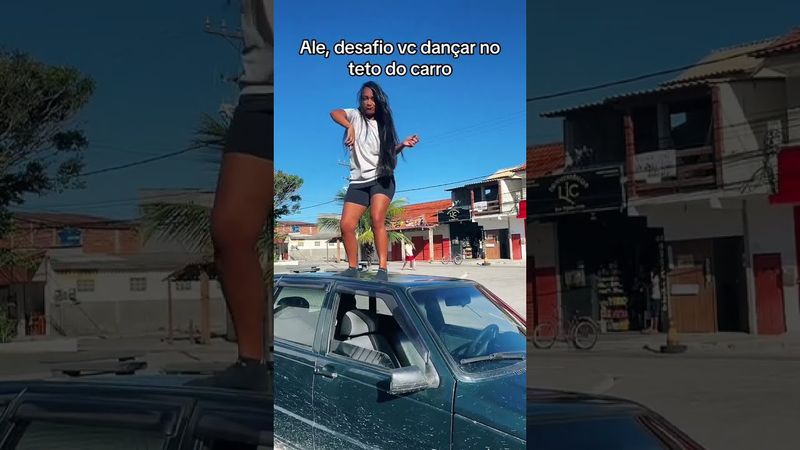 Girl dance on roof car