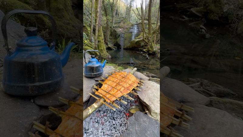 Ağaç Üzerinde Alabalık ile Cevizli İrmik Tatlısı 🐟 🍪 / cooking trout with the primitive method