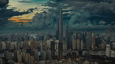 Shanghai Night Aerial view