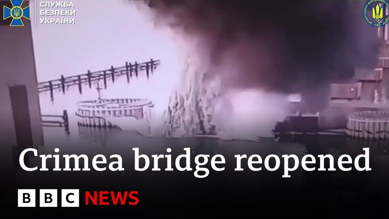 Crimea bridge reopens after Ukraine attack | BBC News