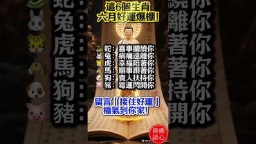 【六月大吉】這6大生肖,好運全來了!你在其中嗎?留言「接住好運」,福氣到你家! #生肖 #十二生肖 #運勢 #生肖運勢 #玄學 #風水 #命理 #shorts #人生感悟 #易经 #生肖命理