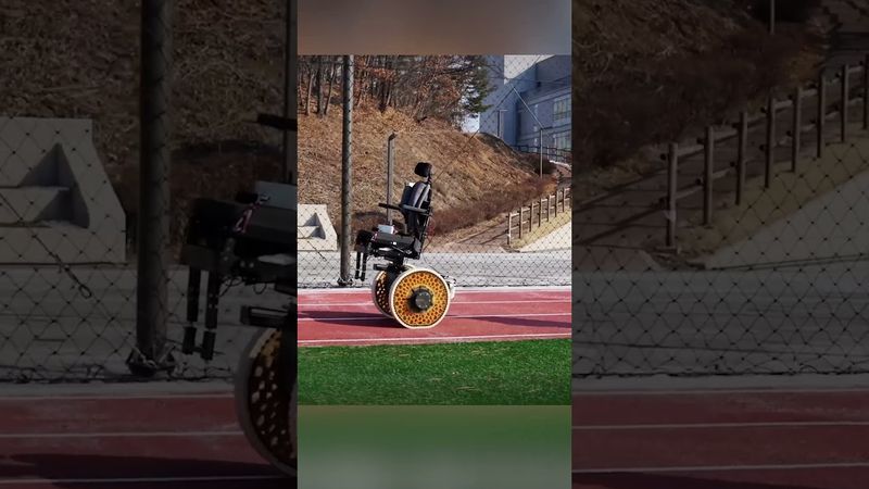 These wheels "catapult" wheelchair users up the stairs