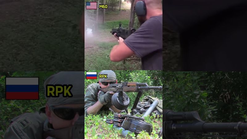 M60 🇺🇸 & PK 🇷🇺 – A Look at Two Legendary LMGs #shorts #military