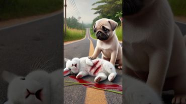 Poor rabbit was hurted by monkey ,luckily pug rescued him #rescue #cute #animals #story #cuteanimals