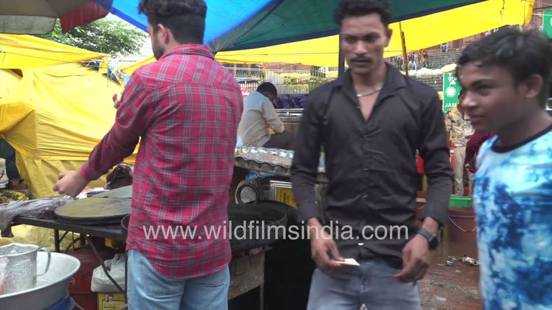 A food stall in front of the Jama Masjid is selling Halwa Paratha on the Bakrid festival Delhi