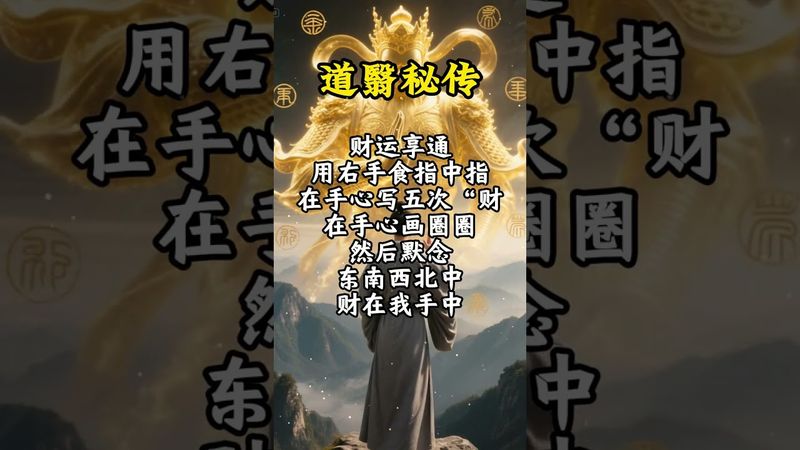 《财运亨通诀》行此诀，财运亨通，八方来财！接了！转发！功德无量！#正能量 #玄學 #風水 #道家文化 #传承 #传承文化
