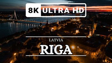 Riga at night, Latvia | 8k drone footage