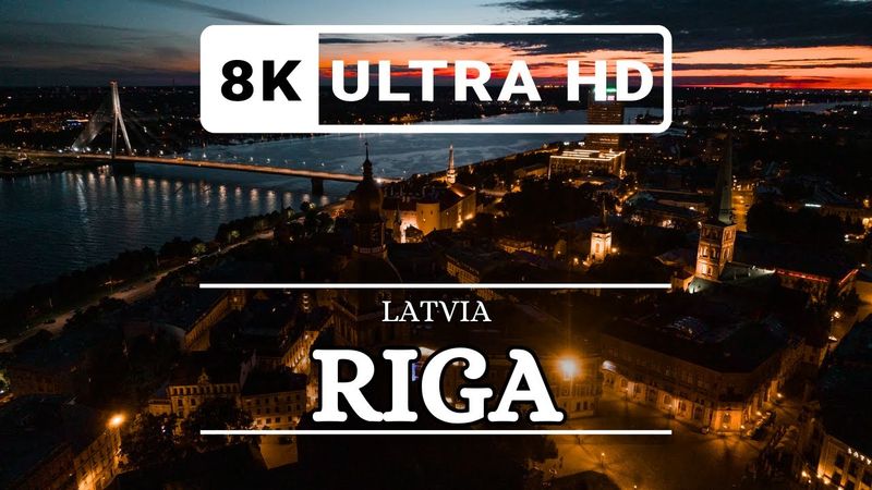 Riga at night, Latvia | 8k drone footage
