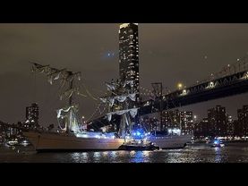 Mexican navy tall ship hits Brooklyn Bridge, snapping masts, killing 2 crew members