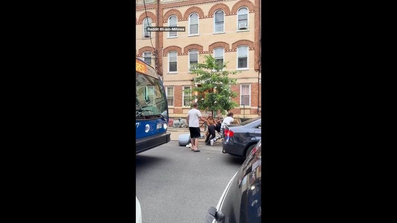 Wild brawl over 'saved' parking spot