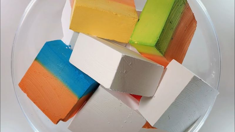 ASMR🍊Crispy Orange Color-Block dyeing&Glitter | Gym Chalk Crush | Sleep Aid | GC1