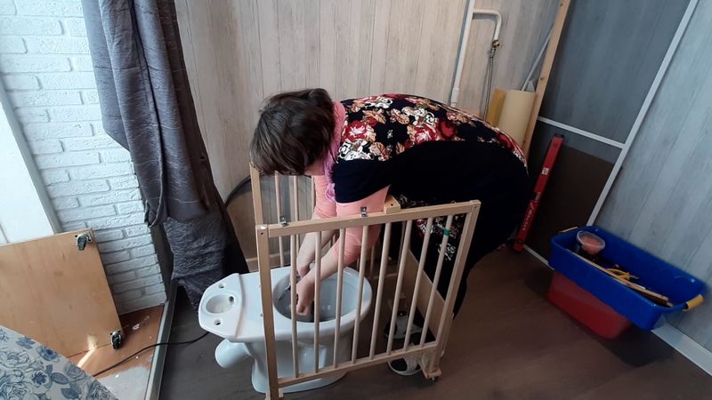 Тележка из палок. Передвинуть унитаз-легко.