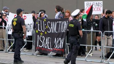 Pro-Palestinian protesters demand the EU sanctions Israel | AFP