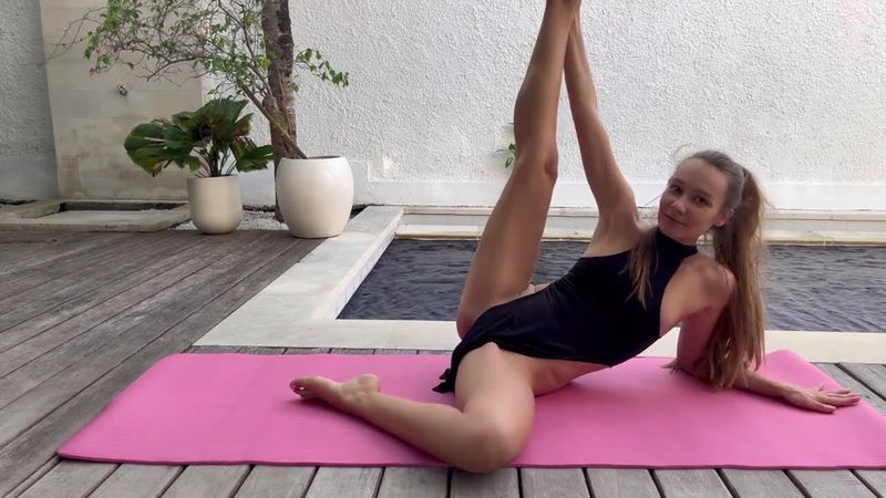 Relaxing Stretching by the Pool