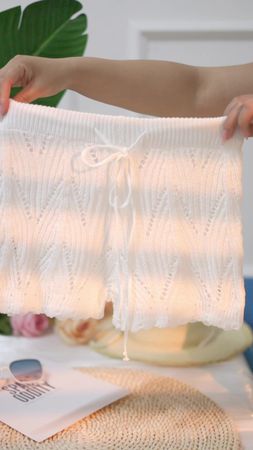 Popular spring and summer knitted beach shorts cover-up#summer #seasi...