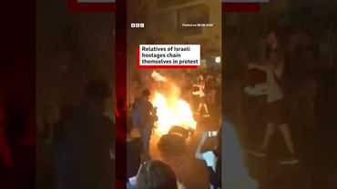 Families of hostages held in Gaza protested as Israel discussed taking over Gaza City. #BBCNews