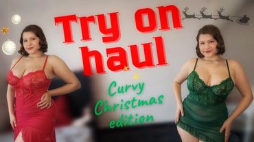 [4K]🎄Mesh Christmas Try-On Haul - Sheer Dresses | Curvy Model