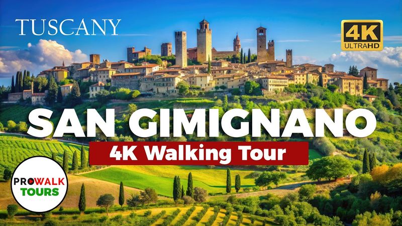 San Gimignano - Medieval Hill Town in Tuscany - 4k Walking Tour With Captions