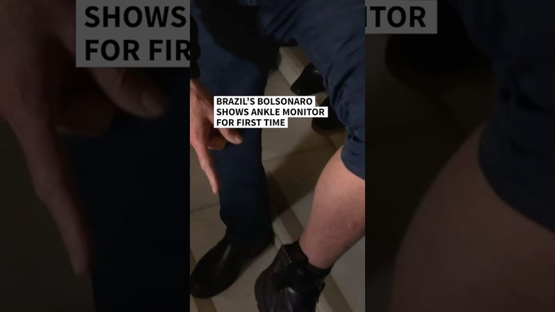 Brazil’s Bolsonaro appears before cameras wearing ankle monitor | AFP #shorts
