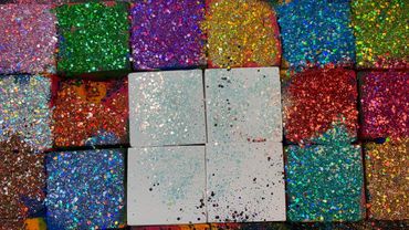 Colorful Glittery on Dyed Chalk | Happy Birthday for @ChalkFabricDollAsmr 💕❤️