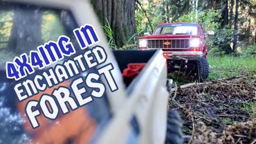 RC4WD Chevy K10 & Toyota Pickup  4x4 off-roading in enchanted forest.