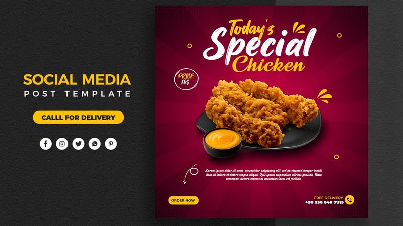 Food social media banner design for Freepik I Photoshop Tutorial