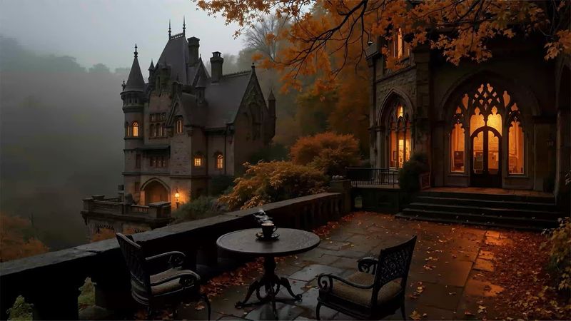 Cozy Castle Balcony in the Mist | Dark Academia Autumn Music | Study, Read & Reflect Ambience