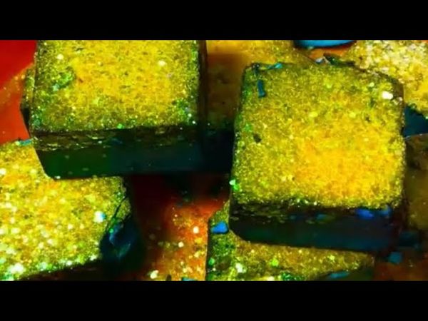 Dyed Chalk Topped with Yellow Glitter