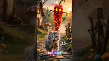 FUNNY CAT : Kitten Chased by Vegetable Monsters #funny