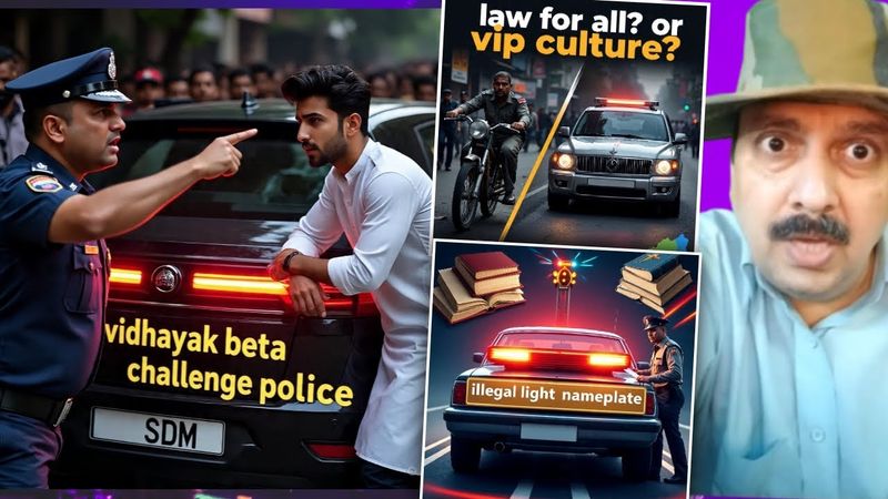 Vidhayak Beta SDM Gadi Police Challege | Illegal Light & Nameplate Challan Controversy in UP