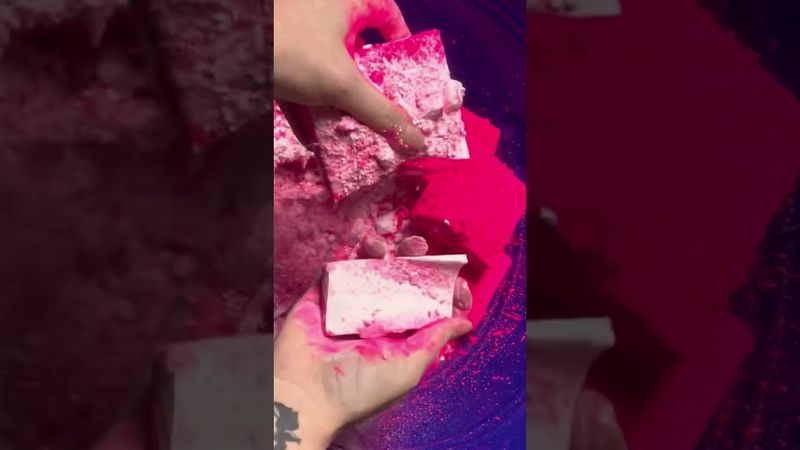 Bright Neon Hot Pink Powder over Chalk